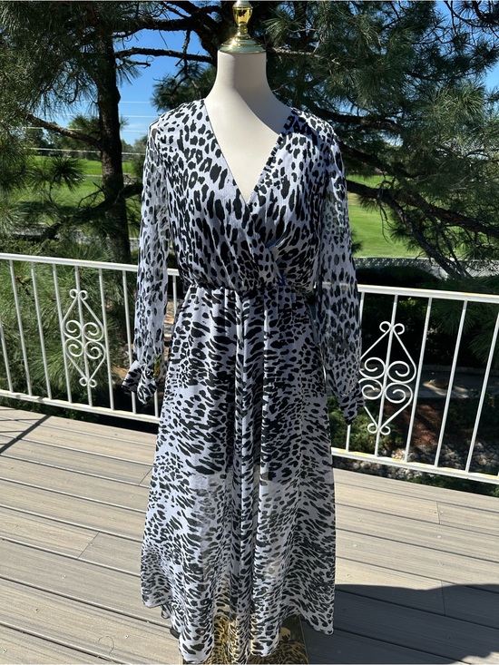 Spy Zone Exchange Dresses & Skirts - Women's Black and White Leopard Print Wrap Dress